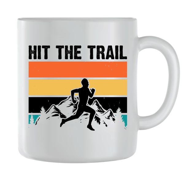 Trail Coffee Mugs for Men Women with Running Graphic Saying Cup Present 178