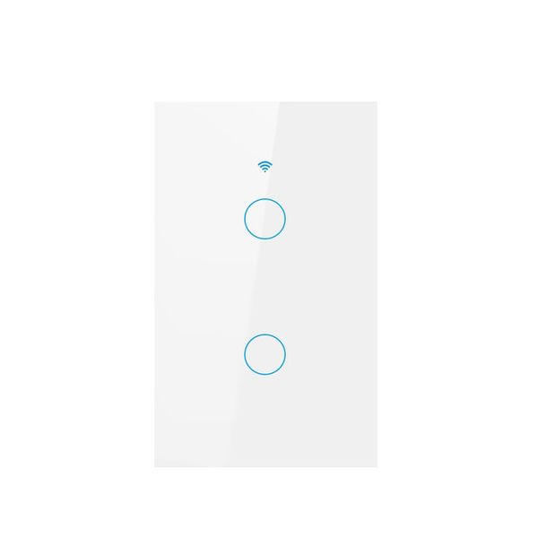 Universal WiFi Smart Touch Panel Wall - Does Not Require Neutral - 2 Gang
