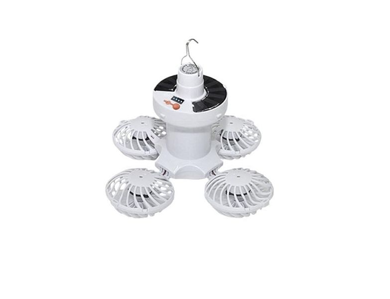 Solar-Powered Foldable Camping Fan with LED Light