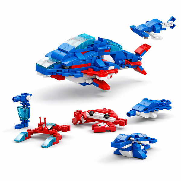 139 Pieces - Whale Building Blocks - Blue