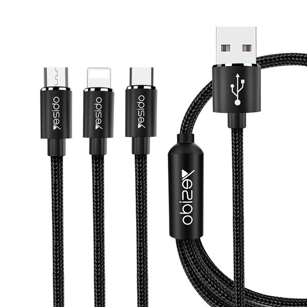 Yesido 3-in-1 Fast Charging Cable for Type-C, Micro-USB &amp; Lightning (1.2M)