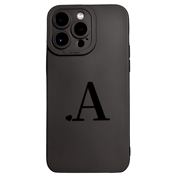 Black - Phone Case with Initial 'A' and Pro Cam for iPhone 14 Pro Max