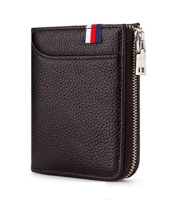 X-HOME Unisex Mens/Ladies Zipper Wallet/Purse Bi-Fold RFID Genuine Leather