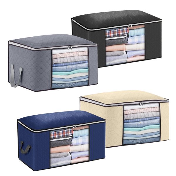 4 Pack Clothes Storage Bags Foldable with Handles Organizers 90L