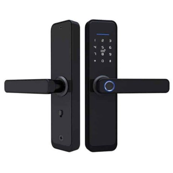 Smart Door Lock - Black Left-Handed Tuya Remote Access + Biometric