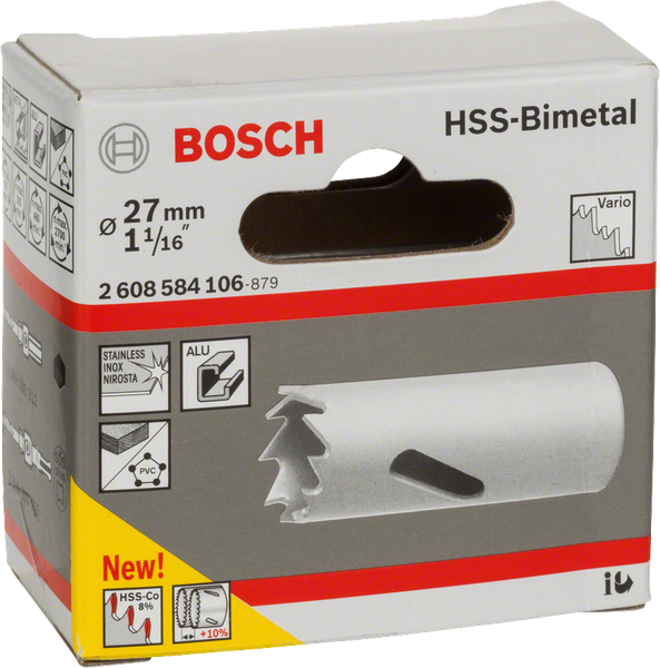 HSS bi-metal holesaw for standard adapters 27 mm, 1 1/16