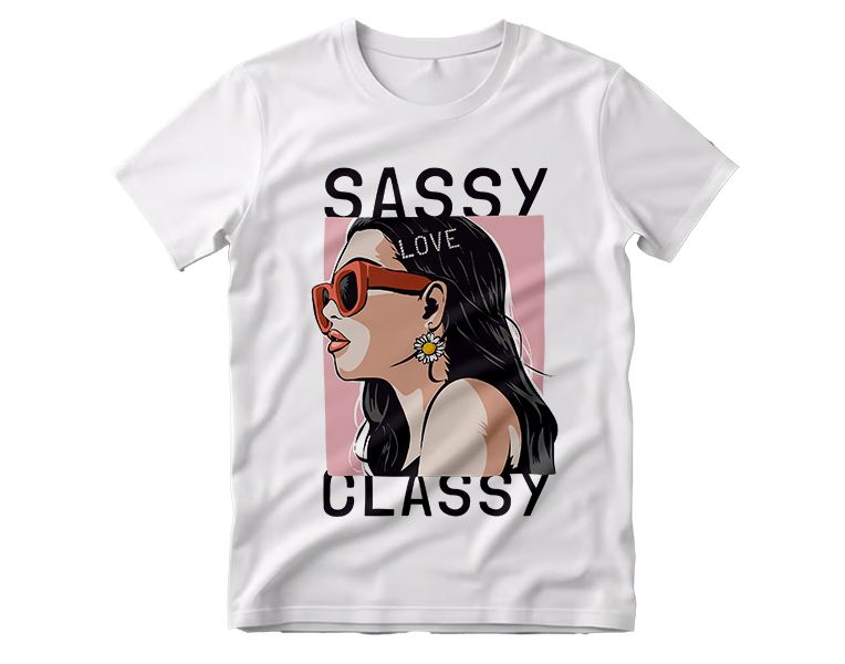 Woman Wearing Sunglasses Words T-Shirt