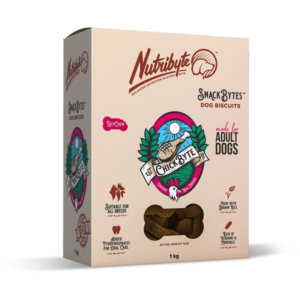 Nutribyte - Snackbyte - Chickenbyte - Adult - Dog Biscuits - 500g