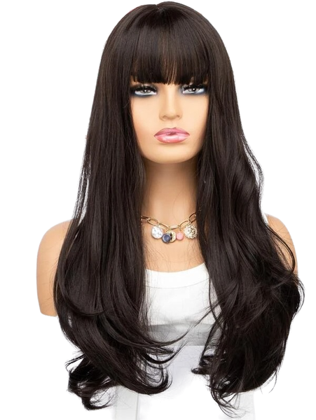 Natural Long Curly Synthetic Wig With Bangs | Buy Online in South ...