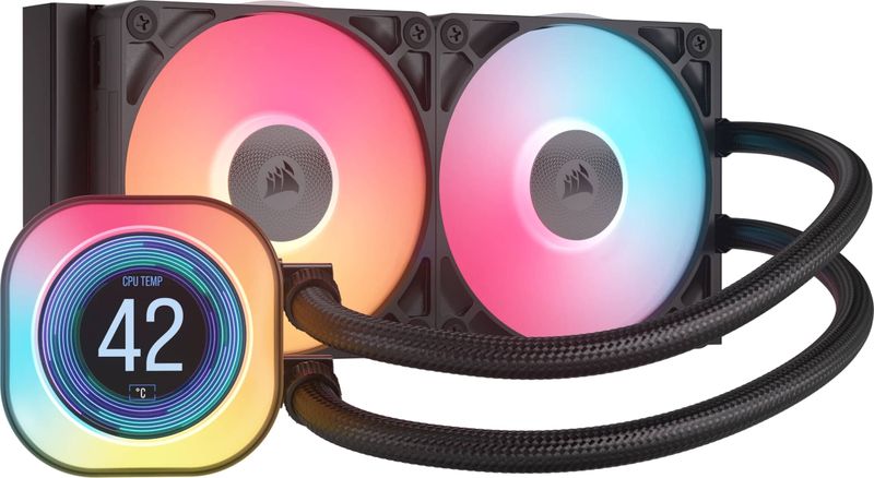 Corsair iCUE Link Titan 240 RX LCD Black - Dual 120mm Fans, 300 - 2100 RPM