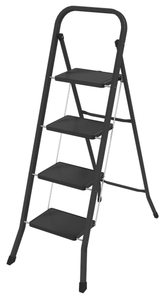 4 Step Household Ladder - Black