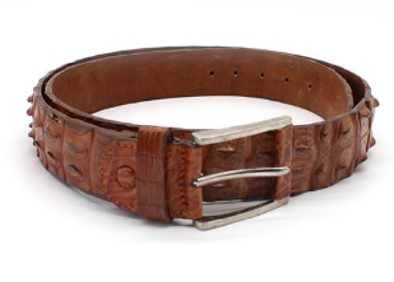 JJ Men's Luxury Classic Genuine Leather Tan Crocodile Belt