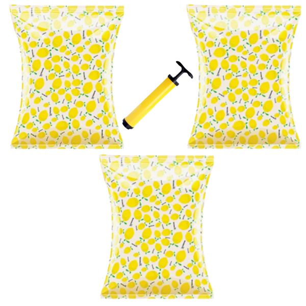 Home Household Lemon Vaccum Sealing Organiser Bag With A Handpump 4pc-100cm