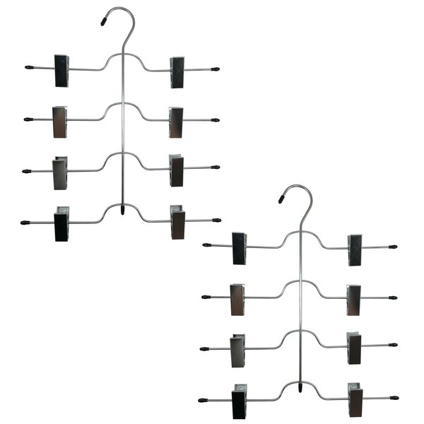 Skirts &amp; Pants Hanger Set With Clip-On Hooks, Metal, 2-Pack