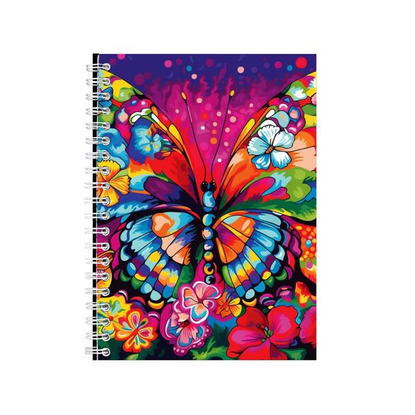 Butterfly Background Carnations Neon Notebook Gift Idea A4 Notepad Pad 70
