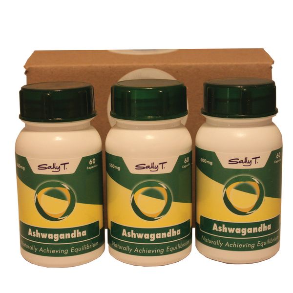 3 x Sally T. Ashwagandha 500mg - 60 Caps (Value Pack)