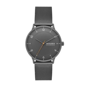 Skagen Riis Three-Hand Charcoal Stainless Steel Mesh Watch