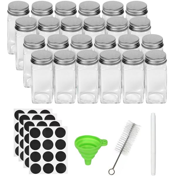 24 Piece Glass Spice Jars with Label, Spice Rack and Seasoning Organizer