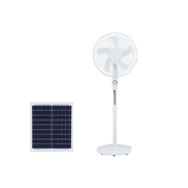 Stand Fan With Solar Panel &amp; 3 Speed Mode White PB