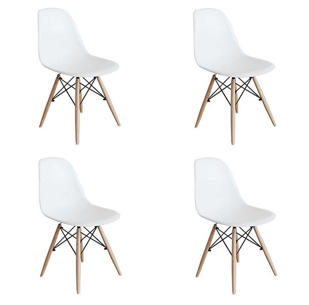 4 x Childrens Wooden Leg Chair - White