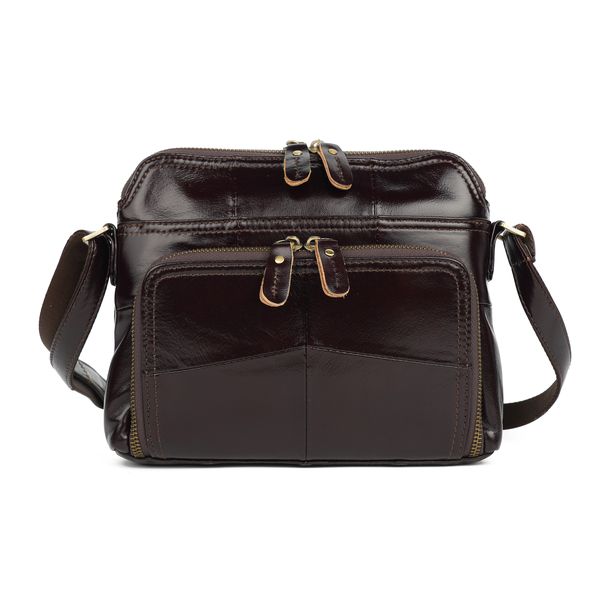 2 In 1 Genuine Leather Shoulder Bag With Built-In Purse