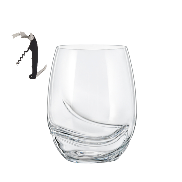 Turbulence Crystal Tumbler Glass &amp; Multipurpose Bottle Opener - Set of 2
