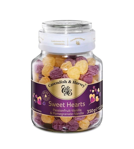 Cavendish &amp; Harvey Sweet Hearts Passionfruit &amp; Pomegranate Vanilla Jar-350g