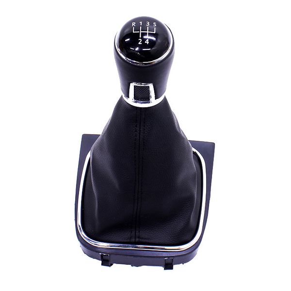 VW Golf MK6 5 Speed Gearknob &amp; Leather Boot Kit - Black