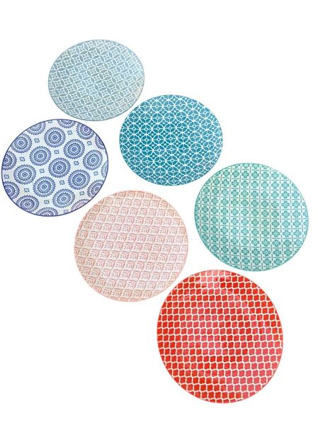 6-Piece Mixed Bohemian Side Plate Set - 21.59cm (8.5").