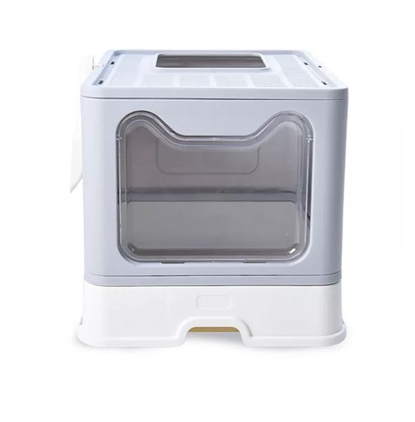 WigWagga - Foldable Top Entry Low Ordour Enclosed Cat Litter Box - Grey