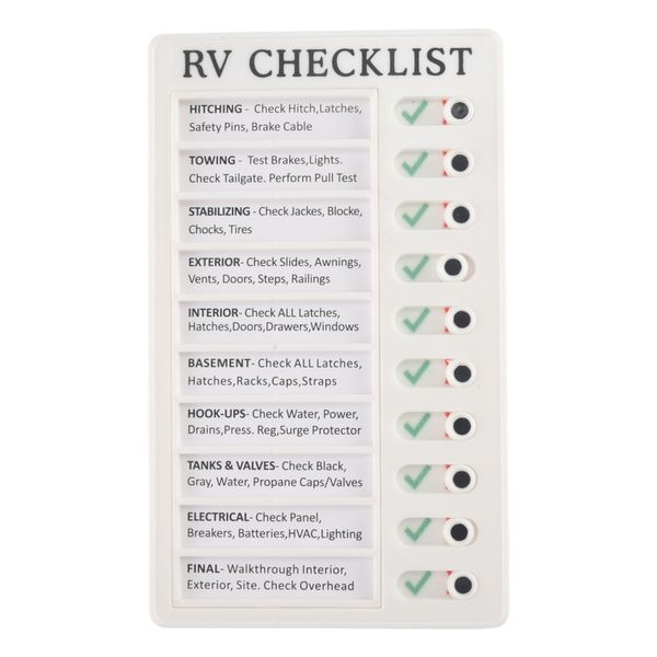 RV Memo Plastic Board, Detachable and Reusable for Check Items Form