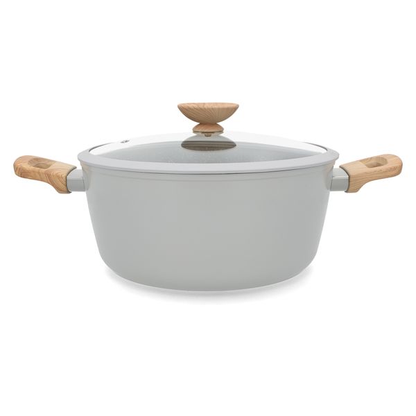 George &amp; Mason - Grey Granite Coated Pot with Glass Lid - 28cm