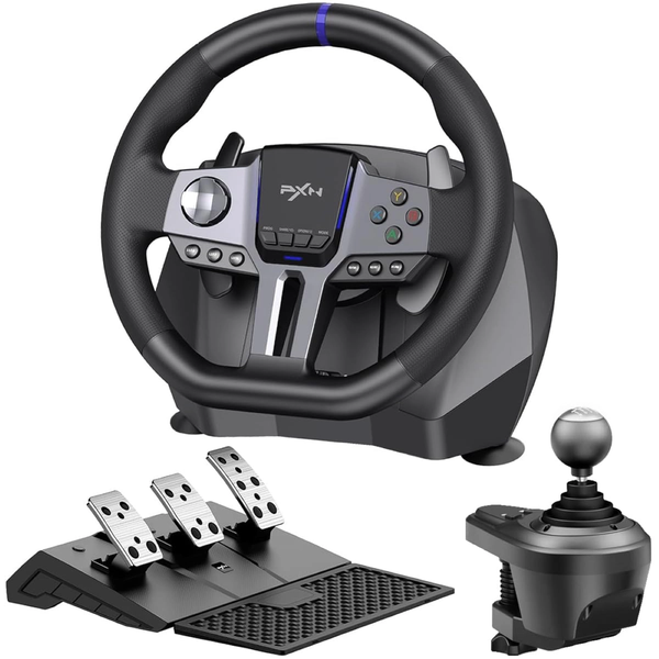 PXN V9 GEN2 Racing 900 Degree Steering Wheel 3-Pedal Set With Gear Shifter