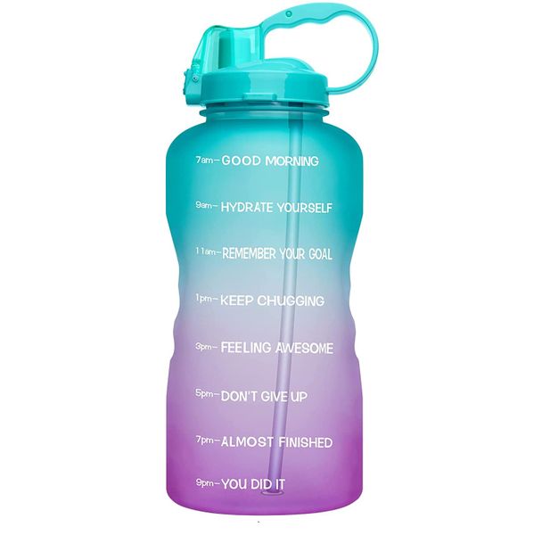 Motivational Water Bottle 1.8L - Blue lid