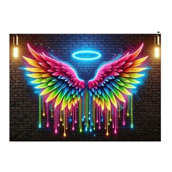 Luminous Neon Angel Wings wall Art