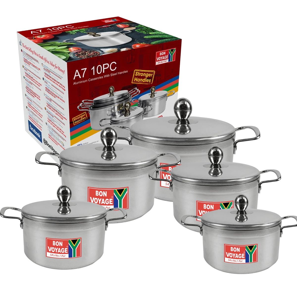 Bon Voyage 10 Piece POTS Cookware Set Aluminium Stew Pan Shop Today