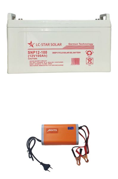 12V 100AH Deep Cycle Solar Gel Battery and 20AH Intelligent Pulse Charger