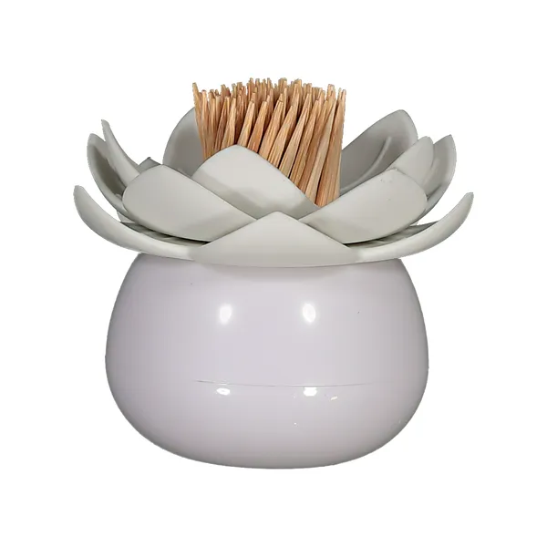 Kitro White Porcelain Toothpick Holder &amp; Toothpicks
