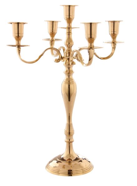 5-Arm Candle Stand Gold Finish - 40cm