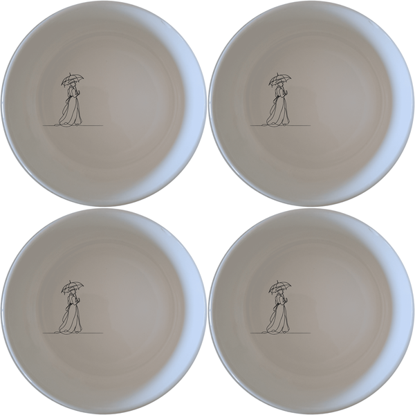 Victorian Woman Umbrella Bowl Set of 4 - Range 3