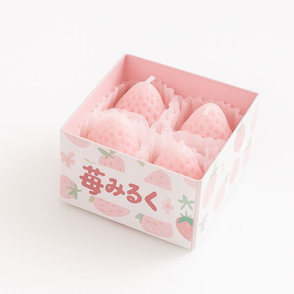 4 Piece - Soy Wax Strawberry Scented Candle - Pink