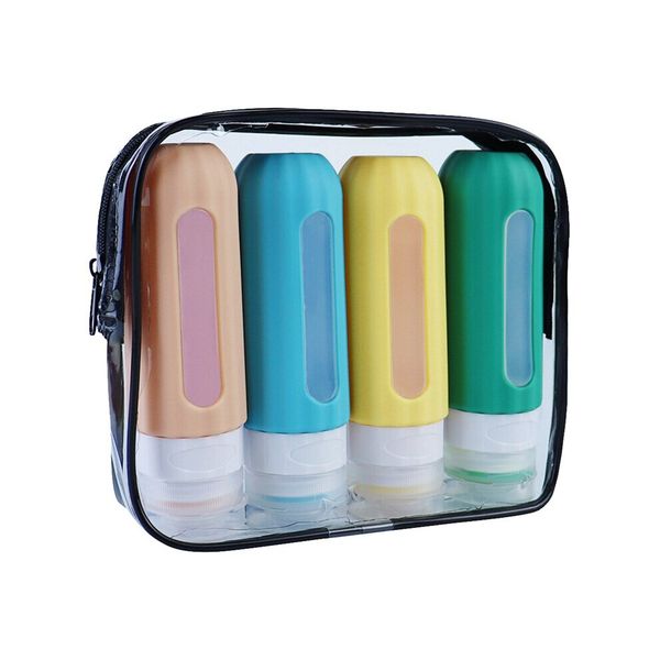 Synergy360 Leakproof Travel Bottles - Set of 4 with Clear Toiletry Bag
