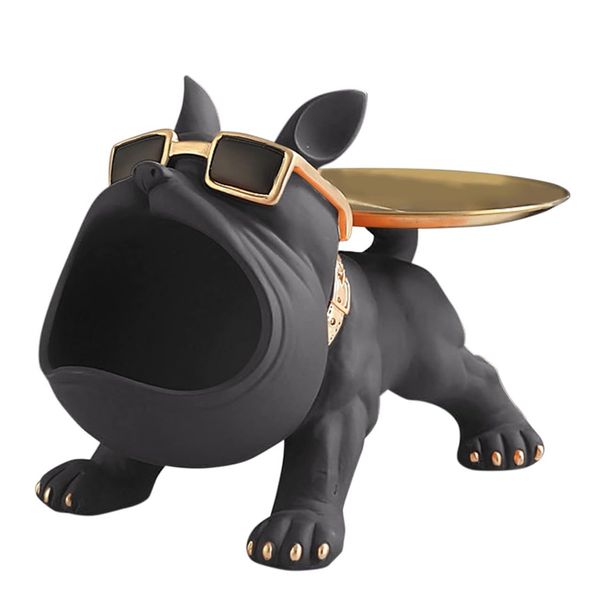 Decor French Bulldog Key Bowl Jewellery Storage Box Modern Sculpture - 30cm