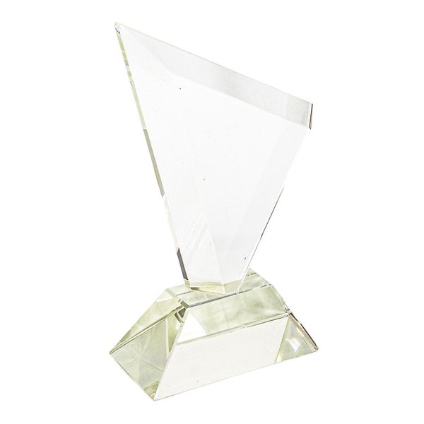 Angled Clear Glass Finish Award Trophy on Base in Gift Box (23x15cm)