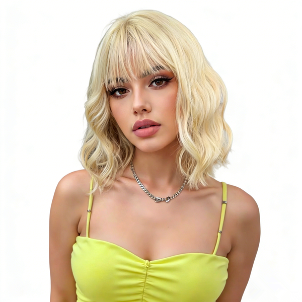 EMMOR 10 Inches Short Bobo Wig Curly Hair With Bangs