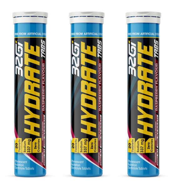 Hydrate - Fast Absorbtion Hypotonic Solution - 80g Tabs - Raspberry - 3 Pack