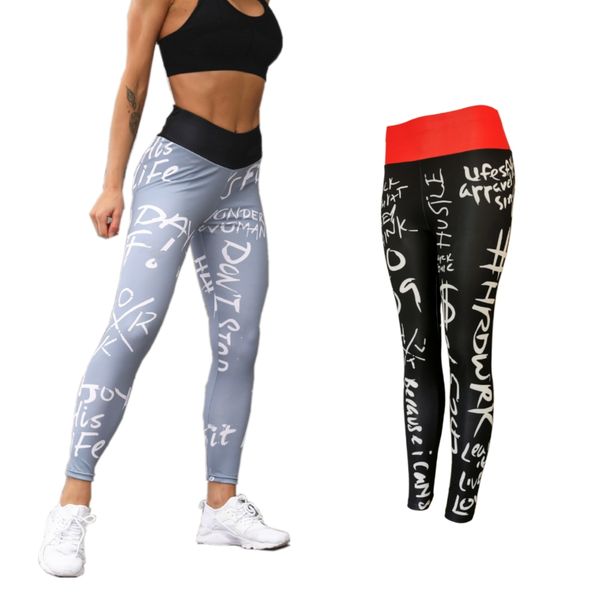 Bona - No Days Off Motivational Workout Leggings Sports Gym Pants - Stretch Fit x 2