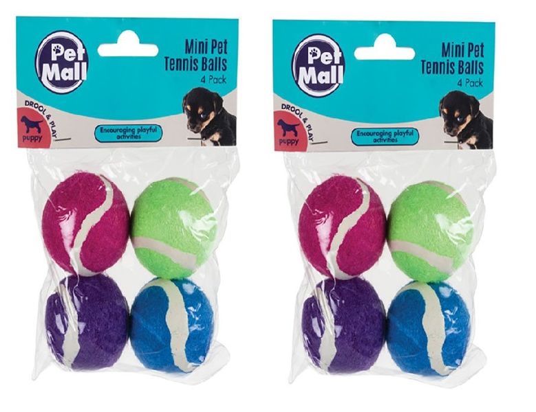 2x Packs Pet's Mini Tennis Balls - 4 Balls Per Pack