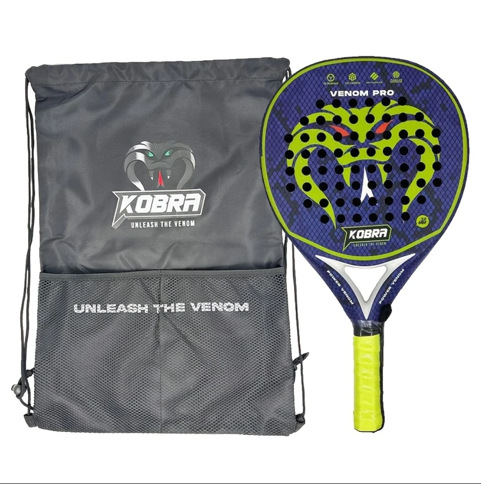 Kobra Venom Pro Padel Racket 12K Blue and Green with Carry Bag