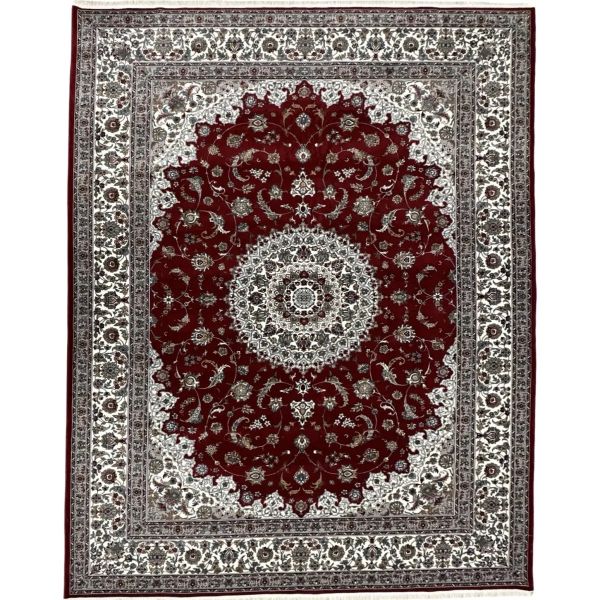 Aman, Royal Persian Nain Machine Made Premium Deep Red Thick, 400x300cm Rug
